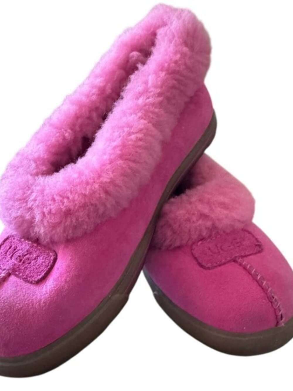 UGG Women's Berry Pink Suede Shearling Slippers